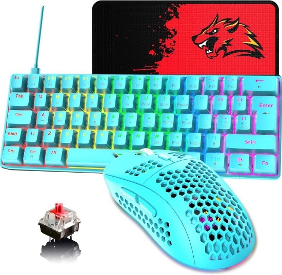 60% UK Layout Wired Gaming Keyboard and Mouse 62Keys Mini Compact Mechanical Keyboard - $17.00 MSRP