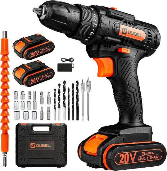 Cordless screwdriver 20V, drilling screwdriver 36nm, 2 gun drilling machines with suitcase -$33 MSRP