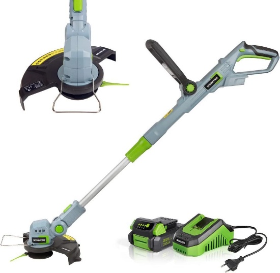 WORKPRO Cordless Grass Trimmer (Lithium Ion, 20 V, 9000 rpm, 25 cm Cutting Width - $74.99 MSRP