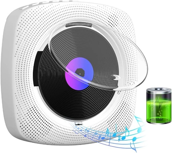 Gueray Portable Wall Mounted CD Player with Rechargeable Battery Bluetooth Speaker $36 MSRP