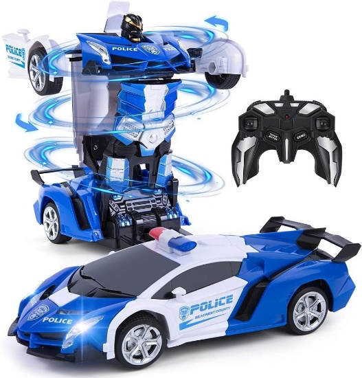 Vubkkty Car Robot Toy for Kids, 2.4GHz Remote Control Two-in-One Transformer RC Car, 1:18 $27 MSRP