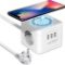 JSVER Power Strip Cube USB with Wireless Induction Chargers 10 W QI Charger, White - $17.00 MSRP