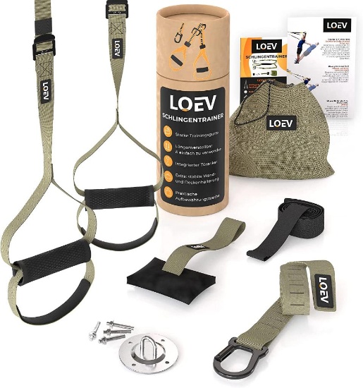 LOEV Loop Exerciser for Use at Home and on the Road - Comprehensive Sling Trainer Set