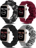 Wearlizer 4 Pack Compatible with Apple Watch Strap Scrunchie Soft Cloth Stretchy Bracelet $17 MSRP