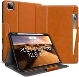 BuKoor iPad Pro 12.9 In 2021/2020 Case Generation with Apple Pencil Holder PU Leather Brown $33 MSRP