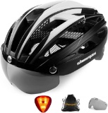 Shinmax Bike Helmet with LED Light, CE Certified, Helmet, Black White - $31.00 MSRP