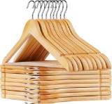 Houism 30 Pack Wooden Coat Hangers with Non-Slip Trouser Bar - $34.00 MSRP