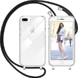 Nupcknn Lanyard Case for iPhone 8 Plus/iPhone 7 Plus, Transparent Clear Adjustable - $18.00 MSRP