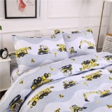 AShanlan Children's Bed Linen 140 x 200 cm White Grey Digger Motif Children's Bedding - $23.00 MSRP