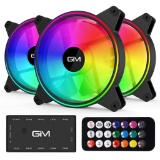 GIM KB-140 140 mm RGB Fan, Pack of 3 Gaming PC Case Fans with Controller, Black $29.50 MSRP