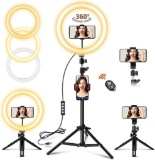 GIM 10 Inch Led Ring Light with Tripod Stand Upgraded,Dimmable Selfie Ring Light - $29.99 MSRP