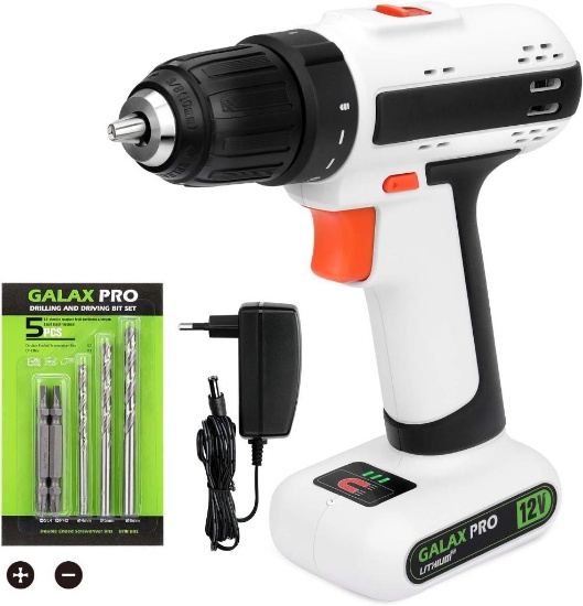 GALAX PRO Drill Driver 12 V 2-Speed Lightweight Cordless Drill with 5 Accessories $25 MSRP