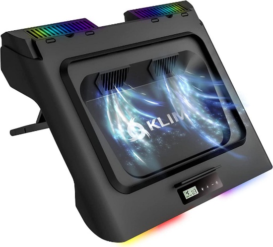 KLIM KN01 RGB Laptop Cooling Pad - New 2023 Powerful Turbo-Laptop Fans (3600 RPM), Black $49.97 MSRP