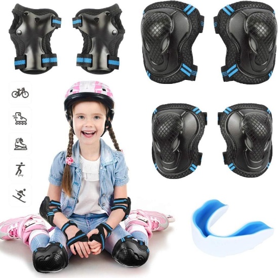 Idefair Kids Knee Pads Set Children Protective Gear Elbow Knee Pads for Kid withTooth Set