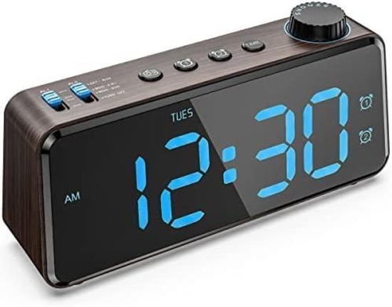 ANJANK Radio Alarm Clock with Digital Alarm Clock with USB Charging Station Dimmable LED Display