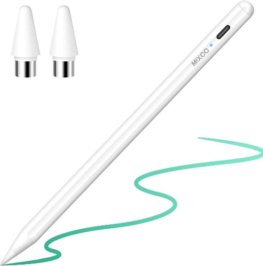 Mixoo Stylus Pen for iPad Active Stylus Pen for Touchscreen Rechargeable Tablet Pen (White)