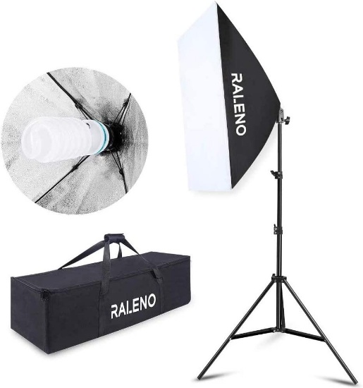 Raleno PS30 Softbox Photography Lighting Kit, 800W Studio Light 20?...28?E27 Socket 5500K