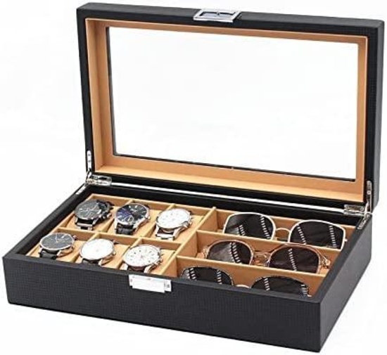 Masterwatchmaker Display Case 6 Watches 3 Camel Glasses