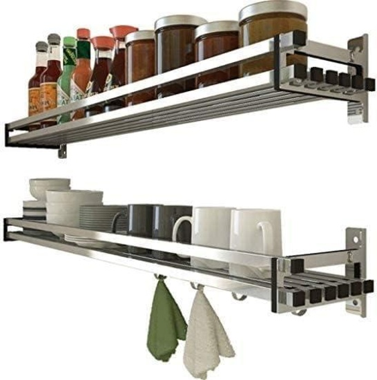 Wall Spice Rack, Cutlery Box, Kitchen Shelf, 304 Stainless Steel Storage Rack, 70cm