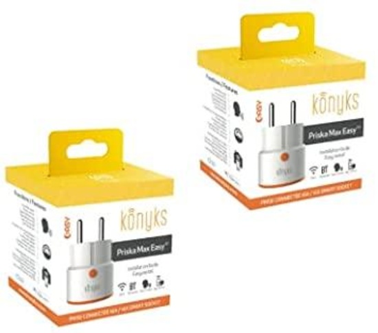 Konyks Priska Max Easy EU Smart Sockets, WiFi + Bluetooth, 16A 3680W, Pack of 2