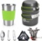 Odoland Camping Cookware Kit, Outdoor Cooking Set Non Stick Pot, Green