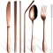 LUPATDY 8Pcs Outdoor Camping Cutlery Set Made of Stainless Steel with Case, Rose Gold