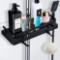LUPATDY Adjustable Shower Shelf, No Drilling Shower Shelf for 18-25 mm Shower Rail, Black