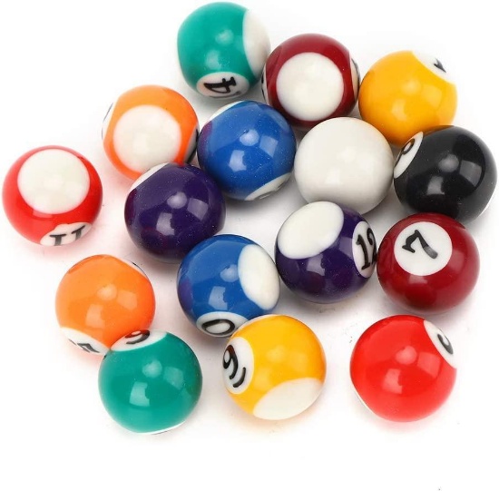 Keenso Pool Cue Training Ball, 16 Pcs Eco?friendly Polyester Resin 2.5cm Kids Mini