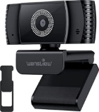 WANSVIEW Webcam with microphone, 1080p autofocus webcam for PC and laptop with cover, USB