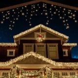 Ansio Outdoor Christmas Lights 11m 320 LED Warm White Indoor Christmas Curtain Lights