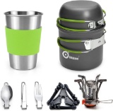 Odoland Camping Cookware Kit, Outdoor Cooking Set Non Stick Pot, Green