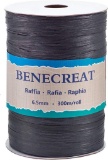 BENECREAT 300 m / 328 Yards 6.5 mm Wide Raffia Yarn Raffia Paper Craft Ribbon, Black