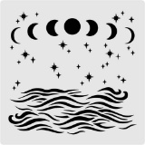 BENECREAT 30 x 30 cm Oceam Sea Wave Painting Stencils Cresent Moon Star Templates Stencils