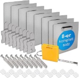 Jayzuum Set of 8 Aluminium Dibond and Acrylic Glass Hanging Brackets, Mounting Set