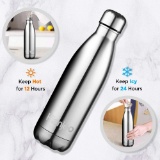 Hianjoo Stainless Steel Water Bottle 1000 ml Vacuum Insulated Water Bottle Leakproof, Silver