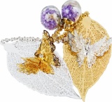 LY4U 2 pcs Metal Leaf Bookmark Gold and Silver 3D Butterfly Pendant Beaded Flower Book Mark