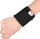 Yosoo Health Gear Sports Wrist Pouch, Wristband Coin Keys Storage Zip Fastener Pocket, Black