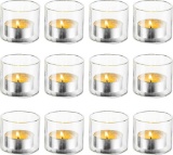 Romadedi Tea Light Candle Holders Glass Clear Set of 24, 4.6 x 4 cm