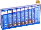 BigDean Euro Coin Sorter Box Blue 24 cm with Scale Counter Lockable with Key