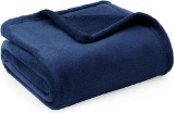 Bedsure Fleece Blanket Sofa Throw - Navy Blue 130x150 cm
