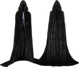Proumhang Hooded Long Velvet Cape Vampire Costume Halloween Christmas Adult Unisex, Large
