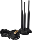 Eightwood EWAN0215GE 2.4GHz 5GHz Dual Band WiFi Antenna, Triple RP-SMA External WiFi