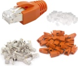 VCE (Gen 1 10 Pack CAT7 RJ45 Connector Shielded with Boots CAT6A RJ45 Plug Modular Orange