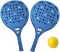 Set of Plastic Padel Racquets, 2 Paddles + 3 EVA Balls, Waterproof, (Blue)