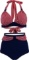 Bslingerie Women's Halter Retro Swimsuit High Waisted 2-Piece Bikini Sets