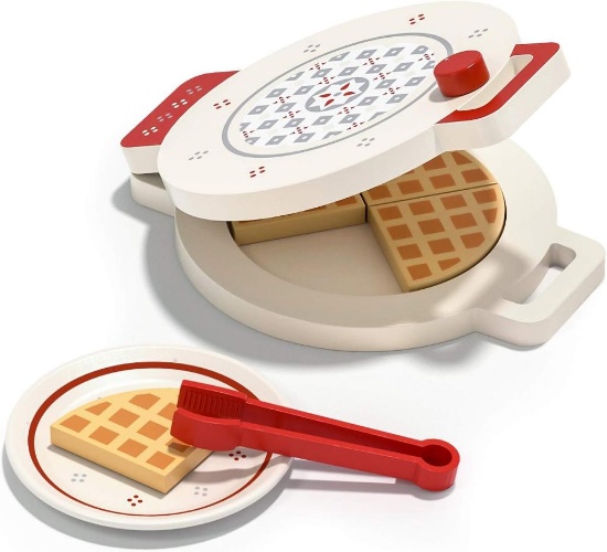ROBUD Waffle Iron Wooden Children's Kitchen Role Play Pancakes Toy Kitchen Toy
