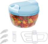 Bugucat Onion Cutter, Onion Chopper 520 ml with Pulley 3 Blades Onion Chopper (Blue)