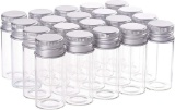 Benecreat 20 X 10 Ml Clear Glass Bottles, Candy Bottle With Aluminium Screw Cap, Empty Sample Jars