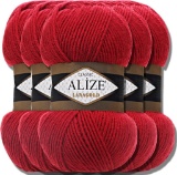 Hobby YARN Alize 5 x 100g Lanagold Classic Turkish Premium Wool Cotton and Acrylic (Red 56)