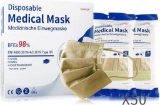 SUMGER Disposable Medical Masks TYPE IIR, 50 Units, Beige, CE Certified, BFE ? 98%, EN 14683
